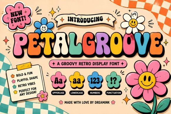 Petal Groove: A Retro Display Font for Lively Designs
